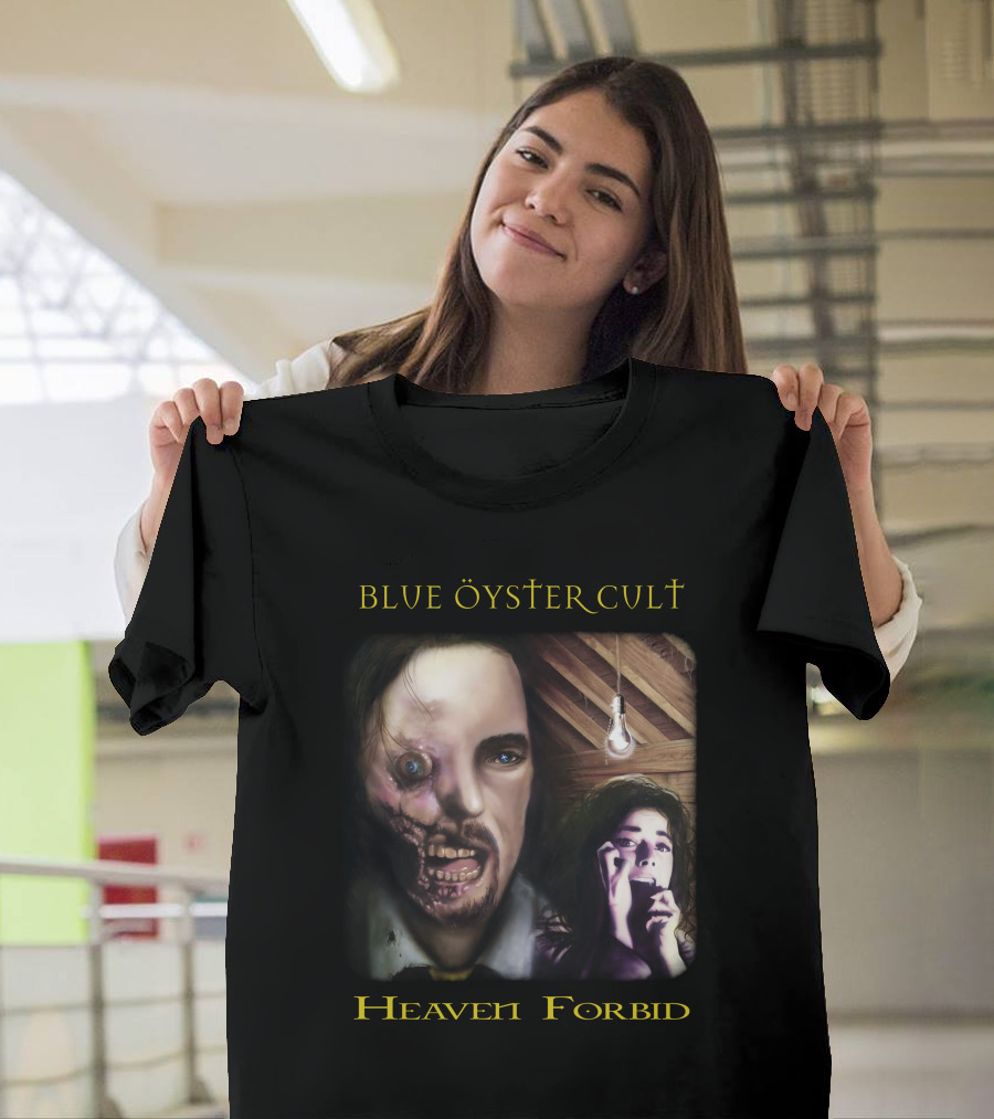 Blue Öyster Cult Heaven Forbid Creepy Portrait With Light Bulb And Distressed Expressions T-Shirt