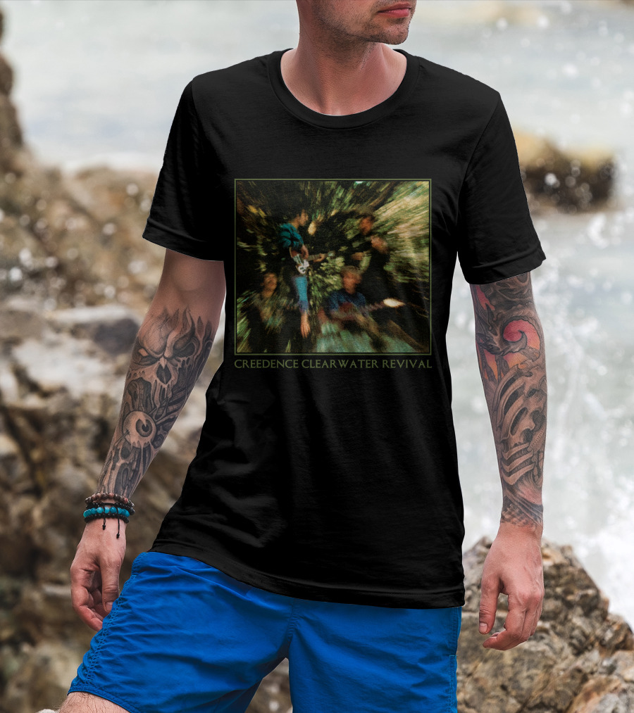 Creedence Clearwater Revival Band Members Blurred Forest Photo T-Shirt