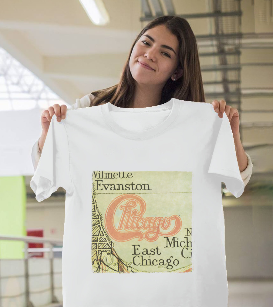 Chicago Map With Wilmette Evanston East Chicago T-Shirt