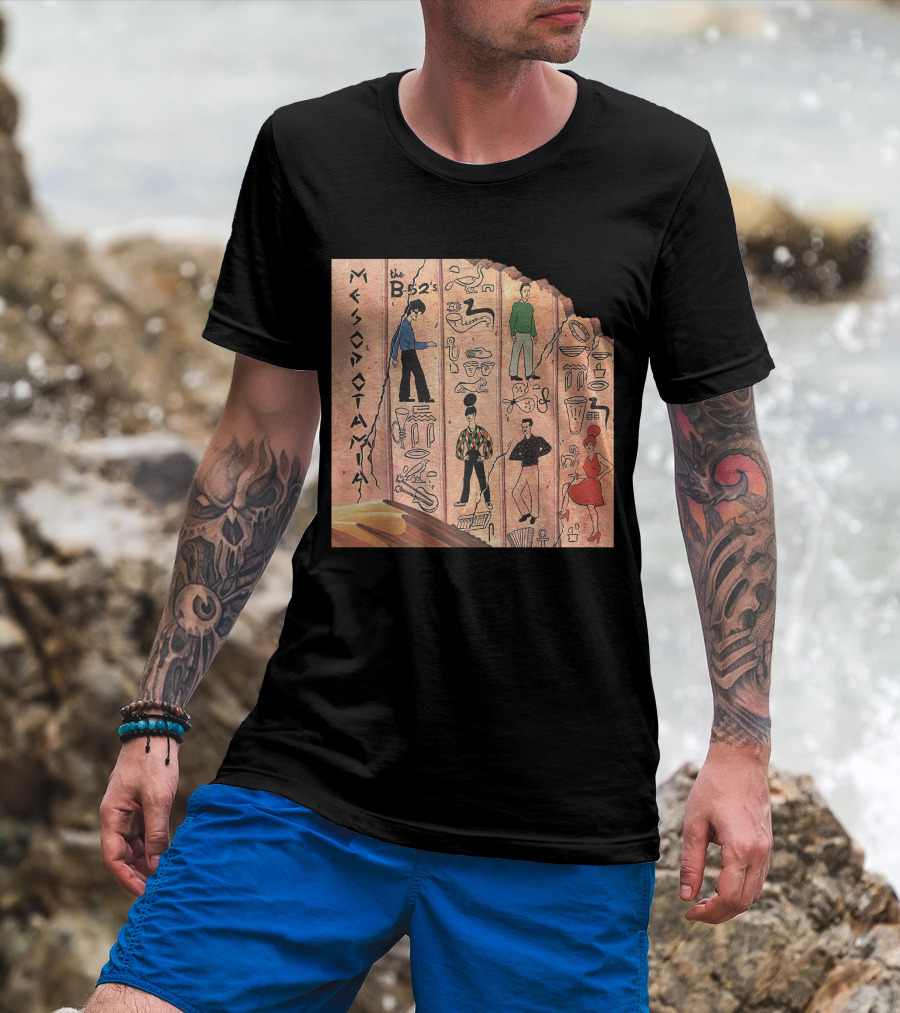 The B-52'S Mesopotamia Album Art With Band Members And Hieroglyphics T-Shirt