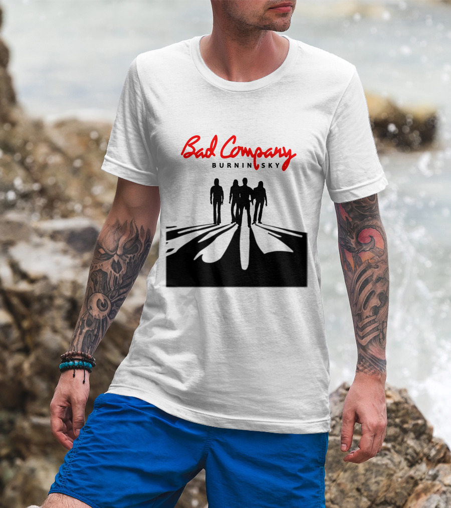 Bad Company Burnin' Sky Silhouette Walking Down Road T-Shirt