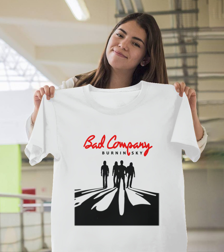 Bad Company Burnin' Sky Silhouette Walking Down Road T-Shirt