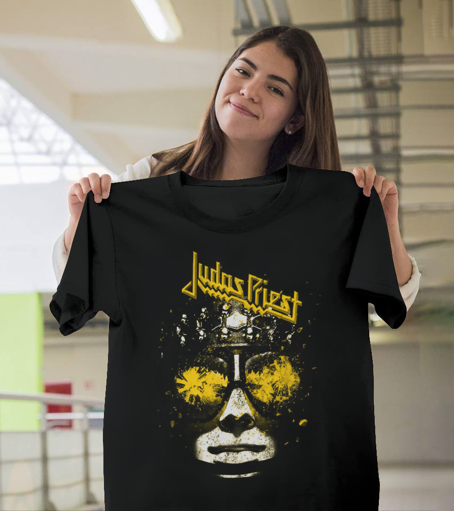 Judas Priest Explosive Helmet Sunglasses Face T-Shirt