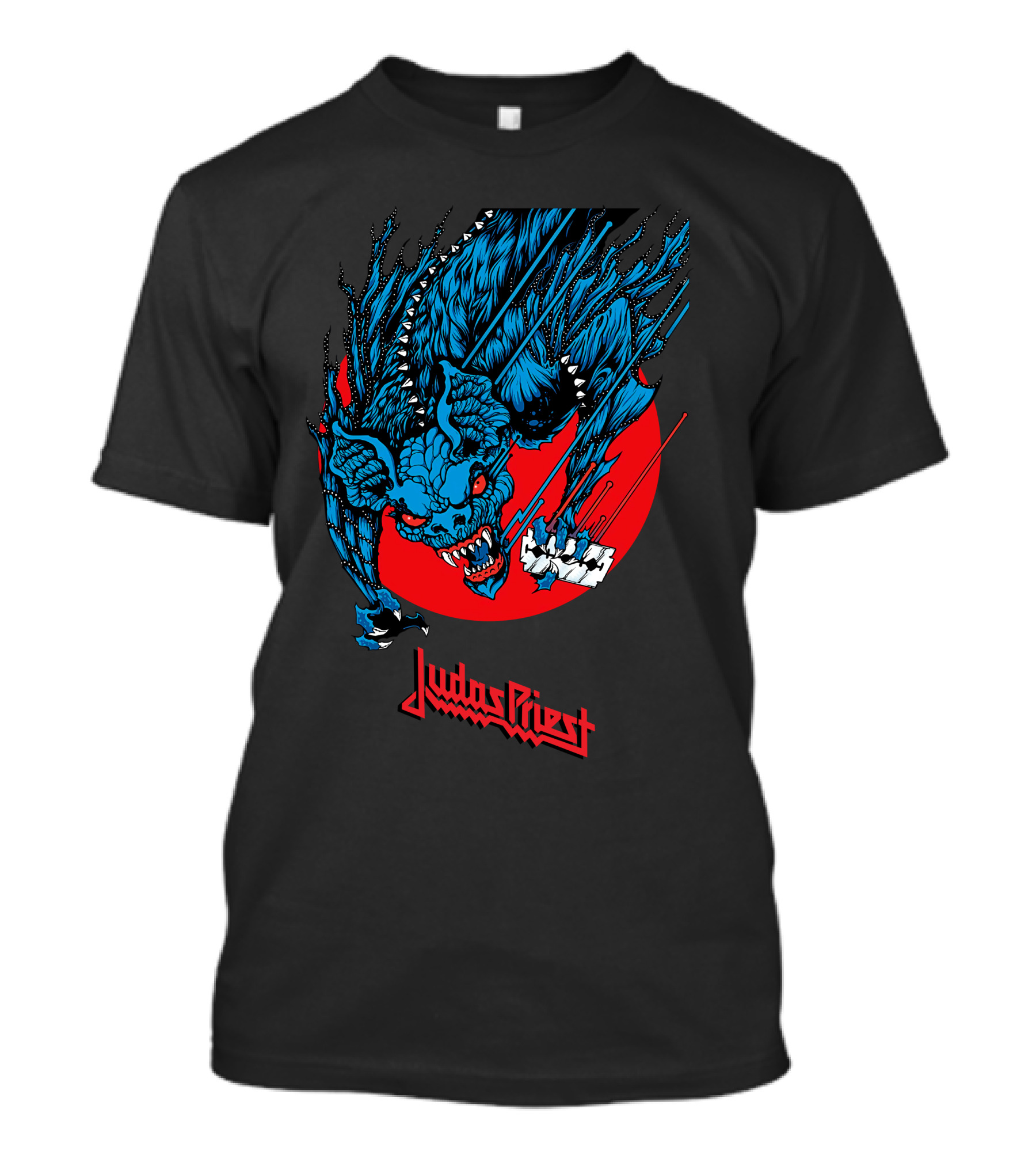 Judas Priest Fearsome Bat Monster Red Circle Debbie Harry Hairstyle T-Shirt