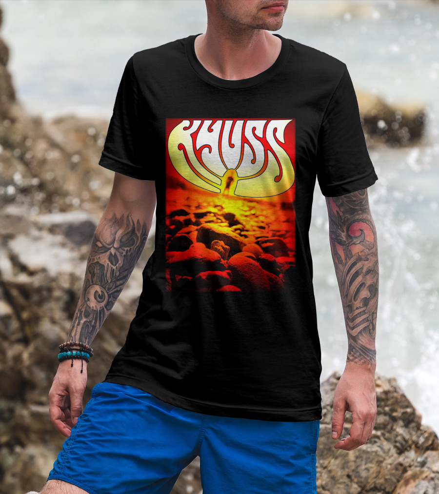 Kyuss Rock Band Logo With Sunset And Stones T-Shirt