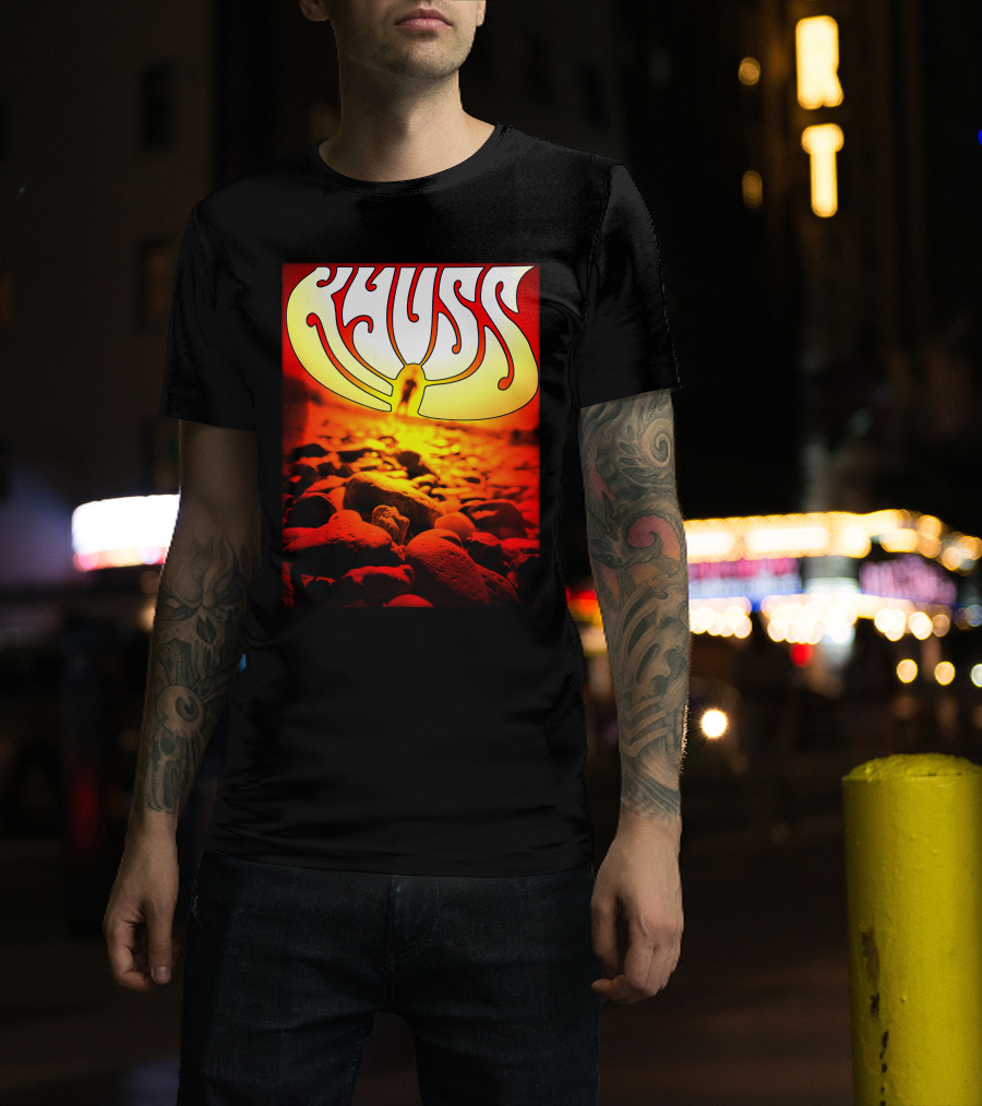 Kyuss Rock Band Logo With Sunset And Stones T-Shirt