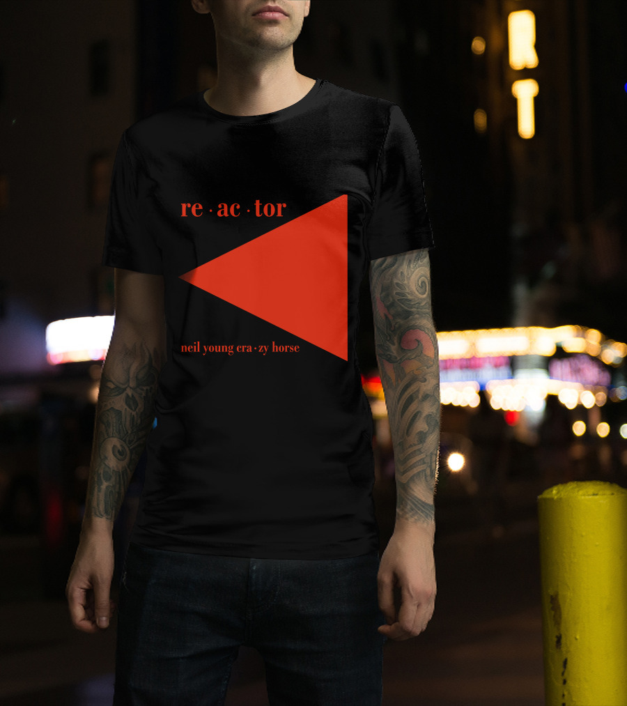 Reactor Neil Young Crazy Horse Red Triangle On Black T-Shirt
