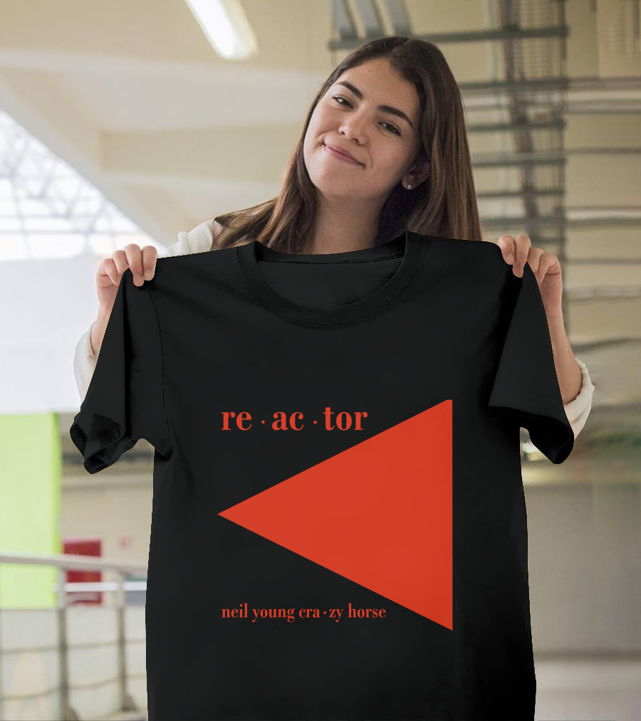 Reactor Neil Young Crazy Horse Red Triangle On Black T-Shirt