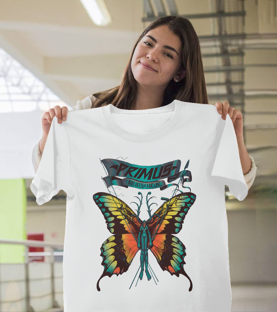 Primus With Dinosaur Jr Butterfly Artwork T-Shirt