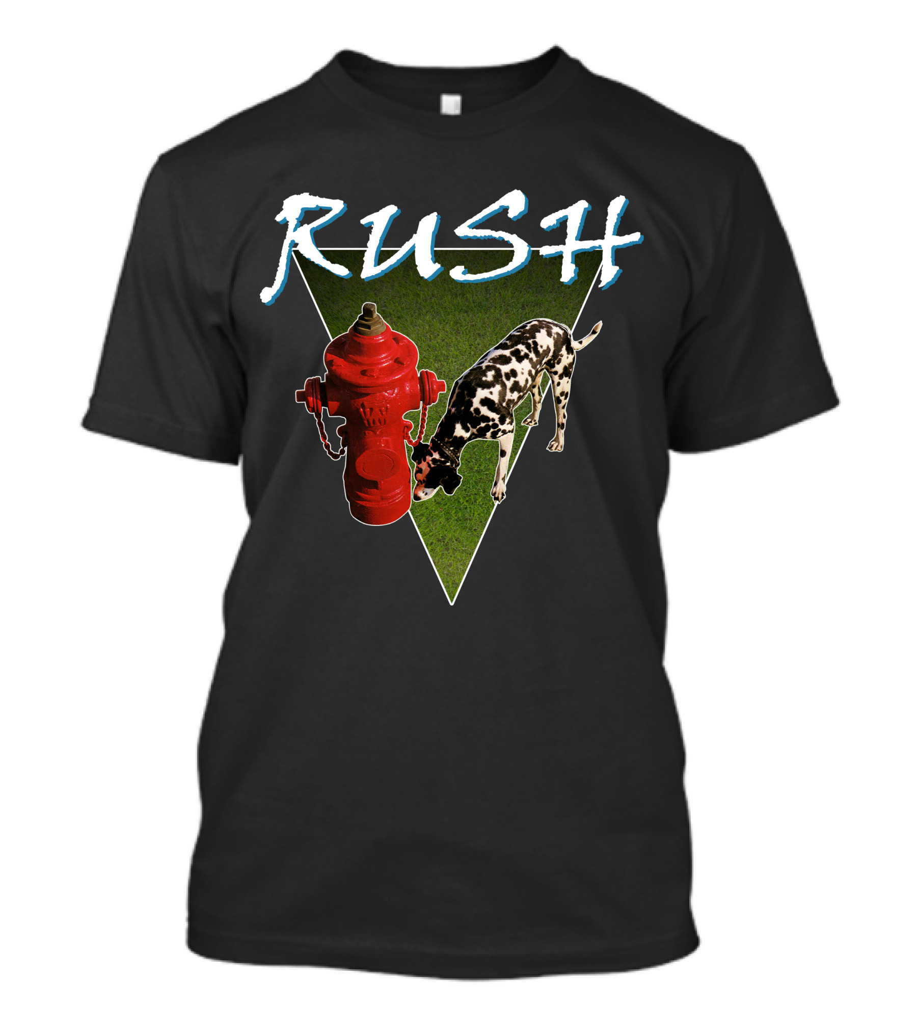 Rush Red Fire Hydrant Dalmatian Triangle T-Shirt