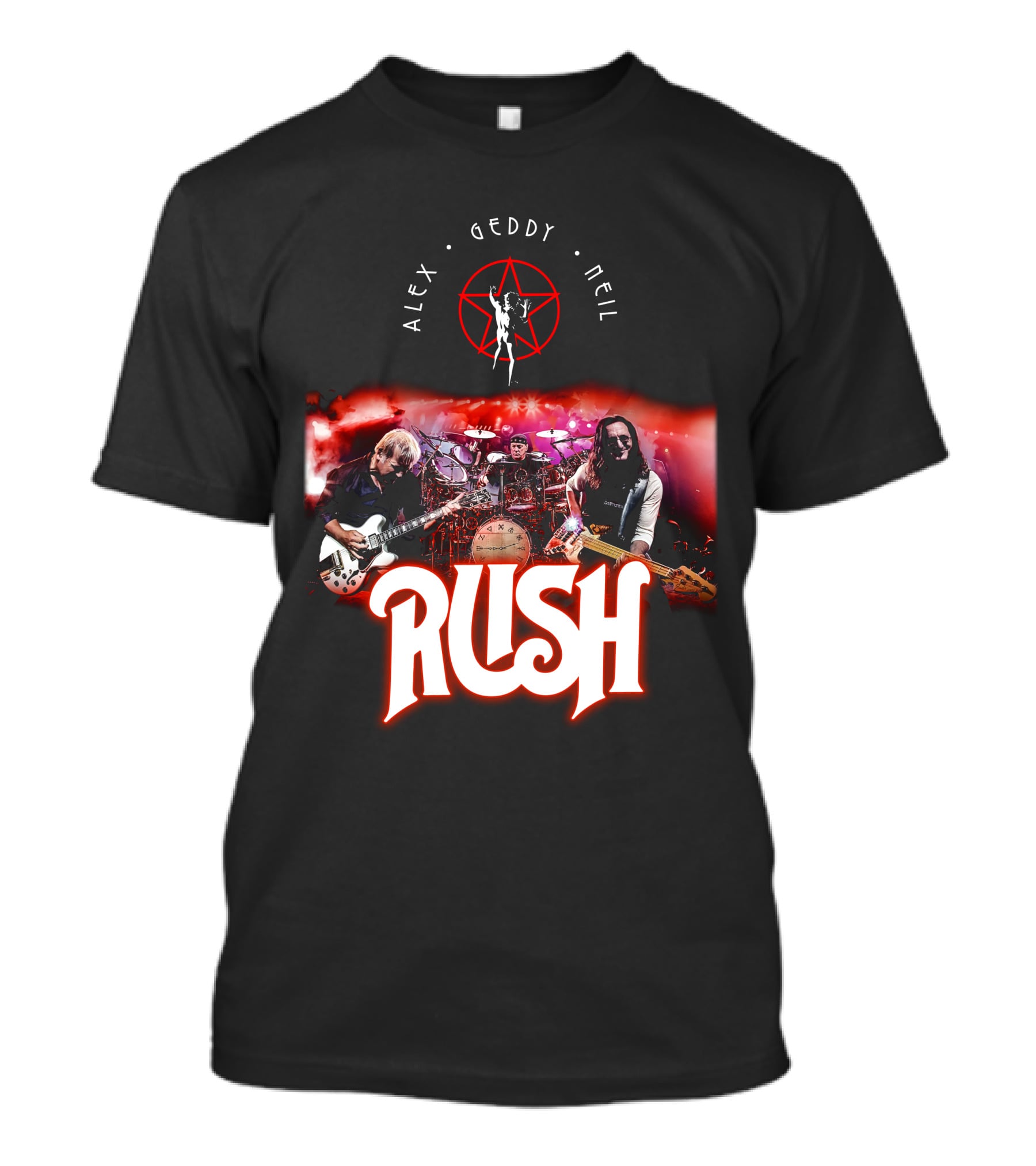 Rush Alex Geddy Neil Live Performance Iconic Band T-Shirt