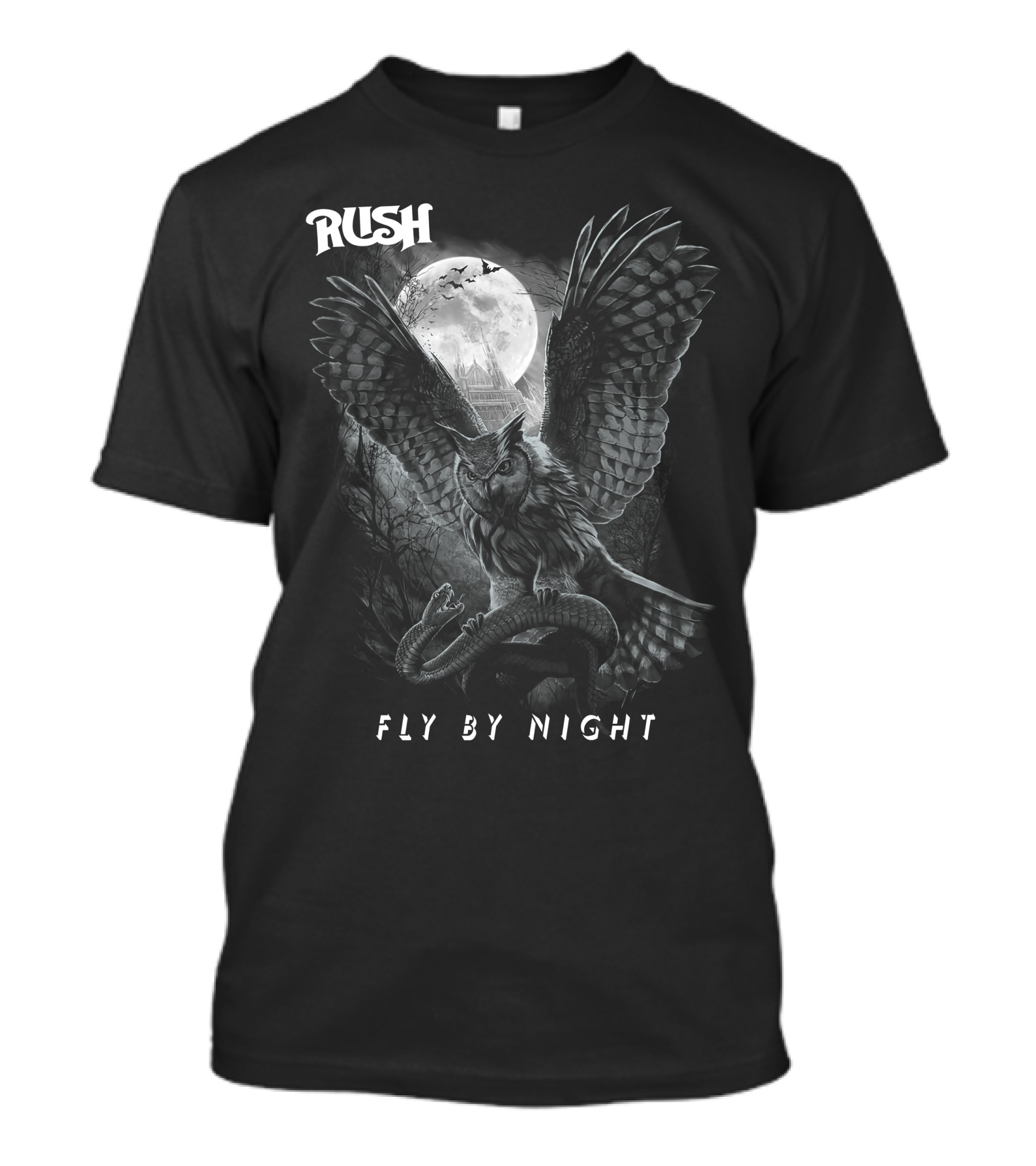 Rush Fly By Night Owl And Full Moon T-Shirt