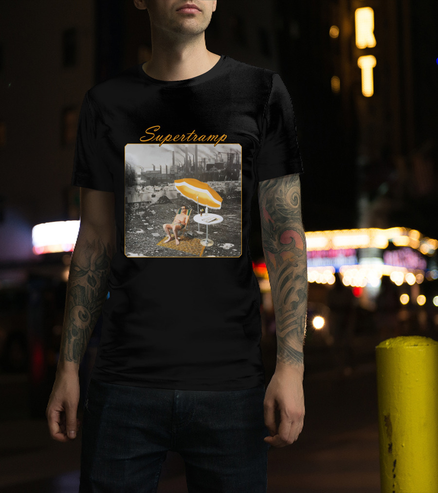 Supertramp Urban Industrial Paradise Imagery With Factory Backdrop And Relaxing Figure T-Shirt