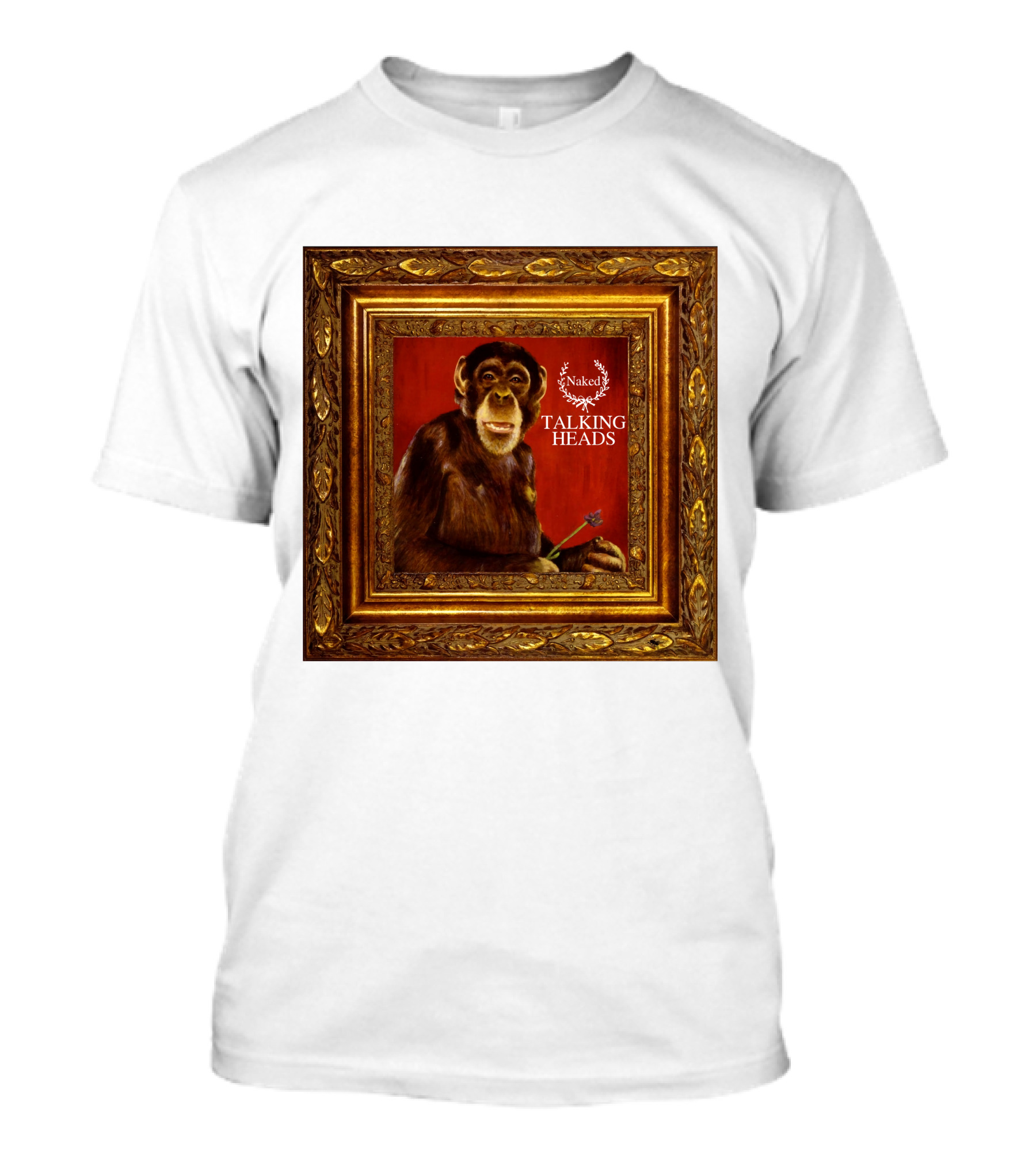 Naked Talking Heads  Chimpanzee Portrait With Crown Wreath Elements T-Shirt