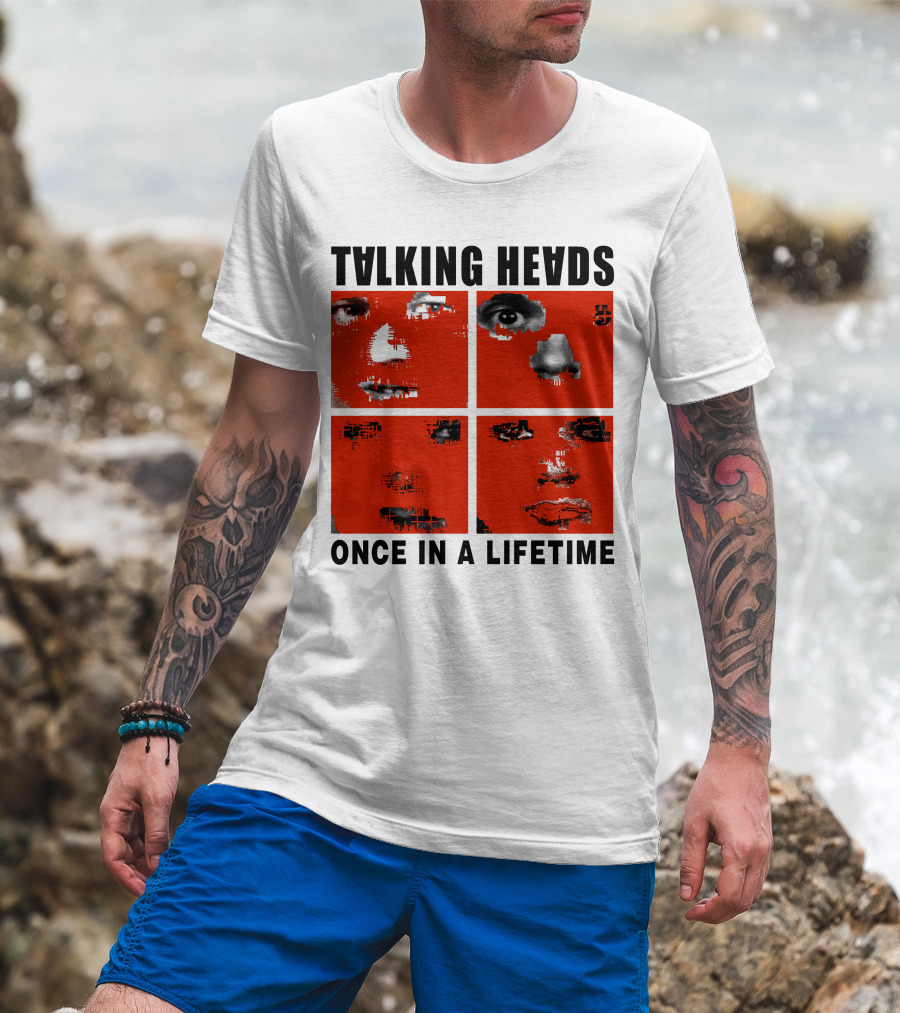 Talking Heads Once In A Lifetime Faces Red Squares T-Shirt