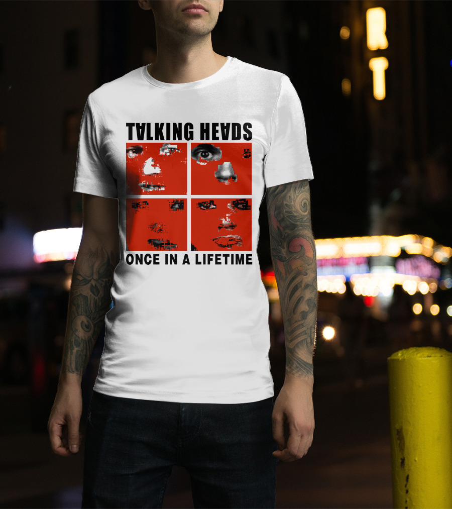 Talking Heads Once In A Lifetime Faces Red Squares T-Shirt