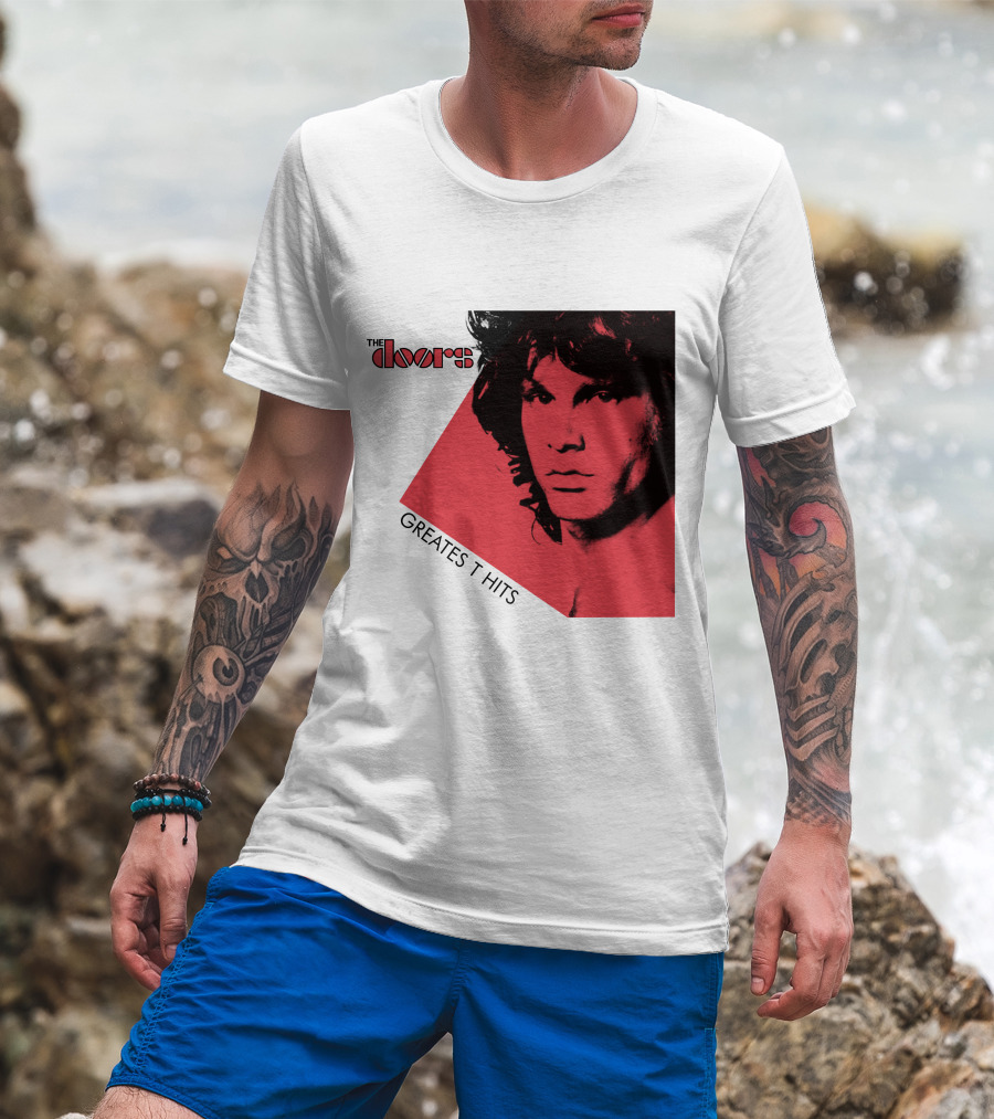 The Doors Greatest Hits Jim Morrison Red And Black T-Shirt