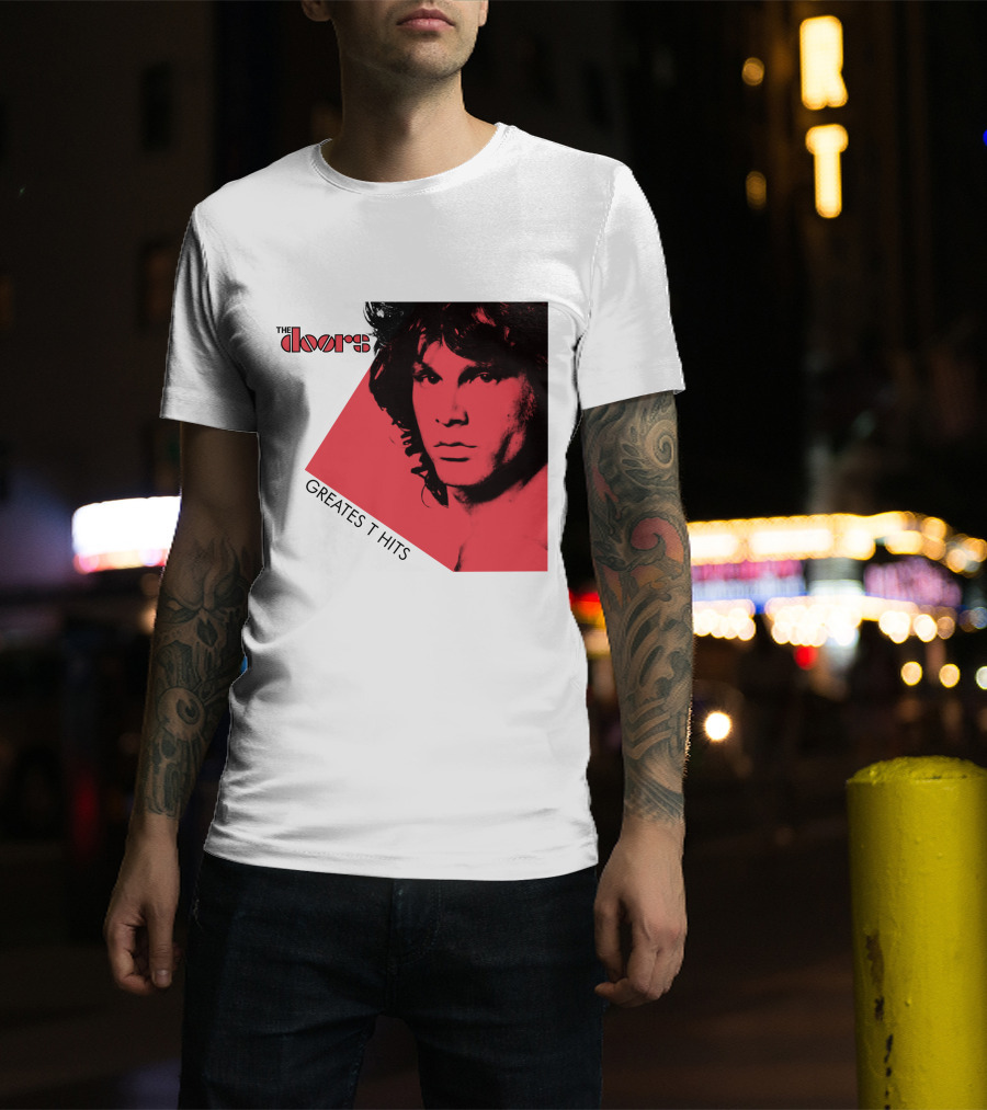 The Doors Greatest Hits Jim Morrison Red And Black T-Shirt