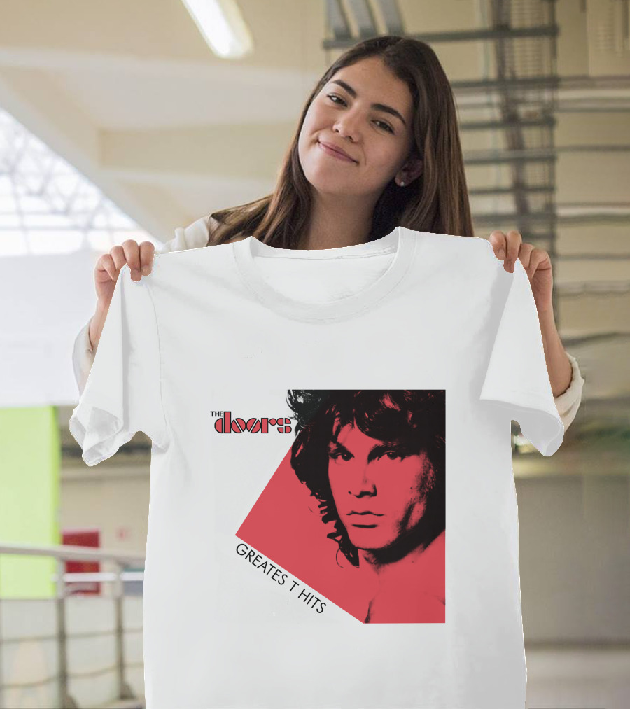 The Doors Greatest Hits Jim Morrison Red And Black T-Shirt
