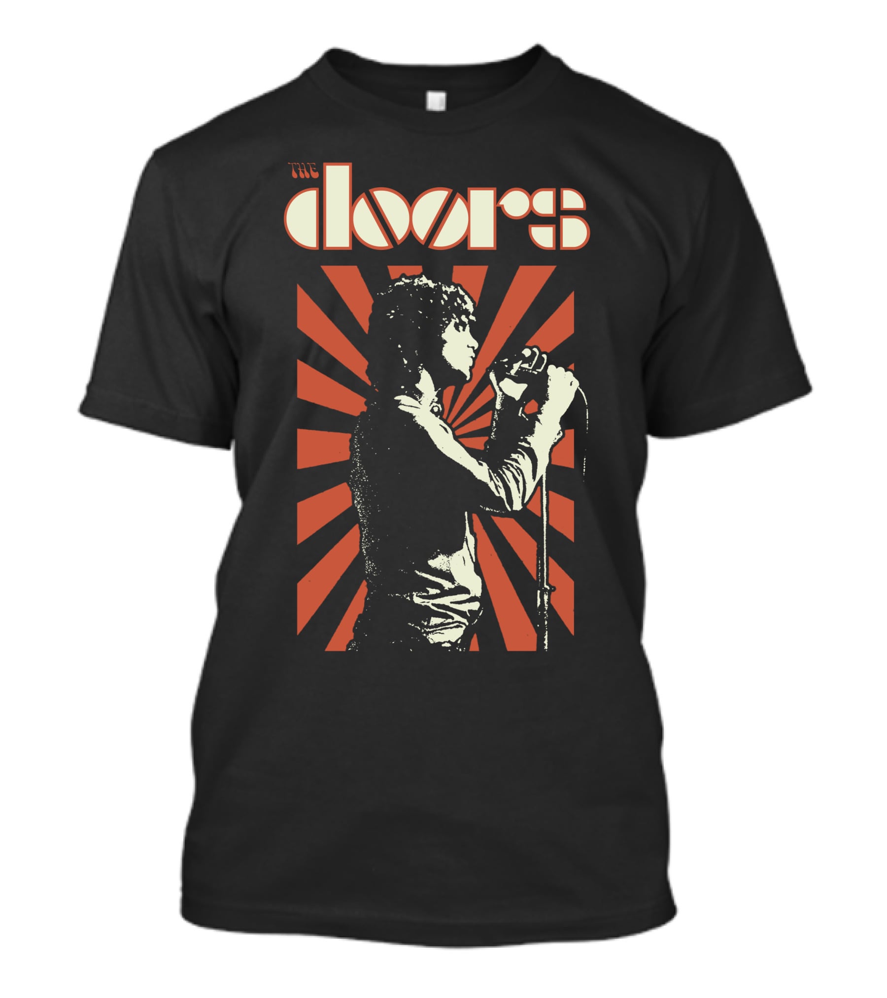 The Doors Psychedelic Band Graphic With Orange And Black Vintage Style T-Shirt