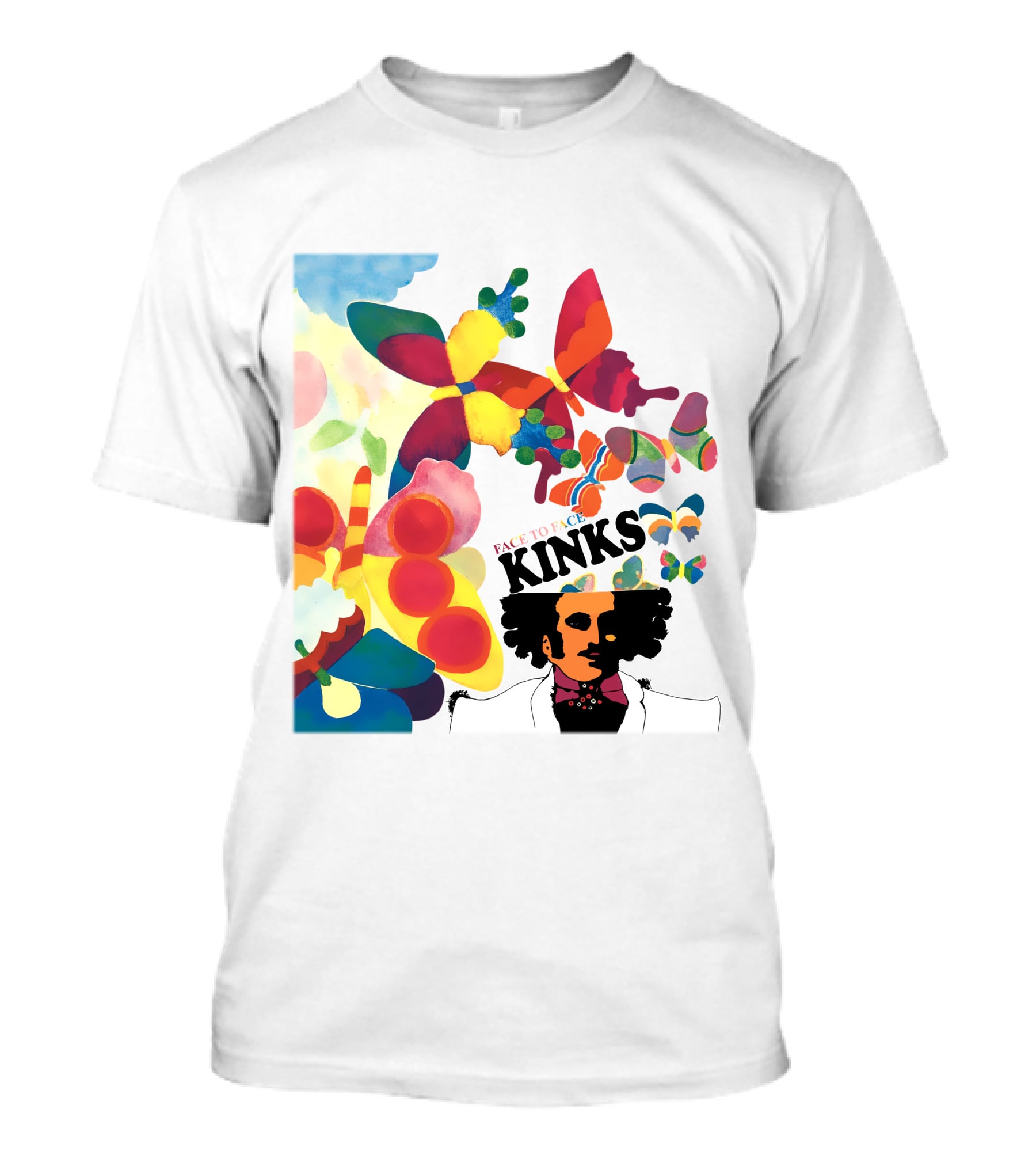 Kinks Face To Face 60S Psychedelic Butterfly Album Cover T-Shirt