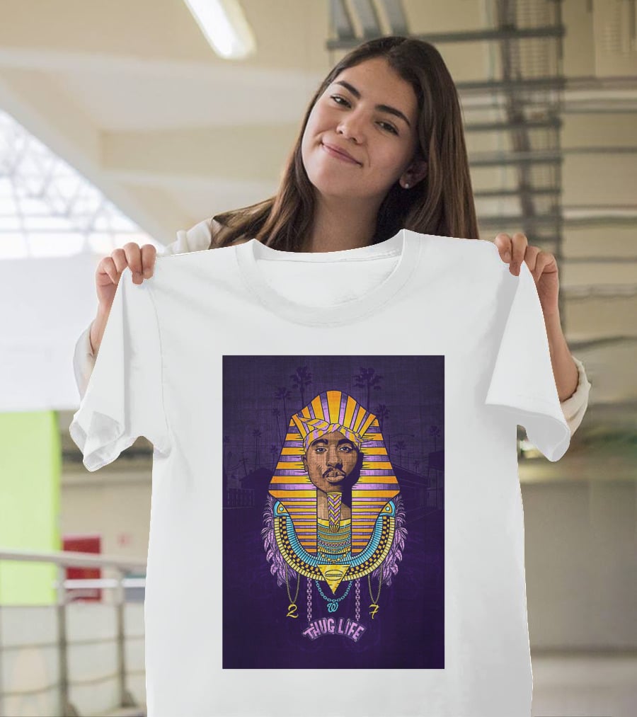 Tupac Pharaoh Thug Life Egyptian Style 27 Palms T-Shirt