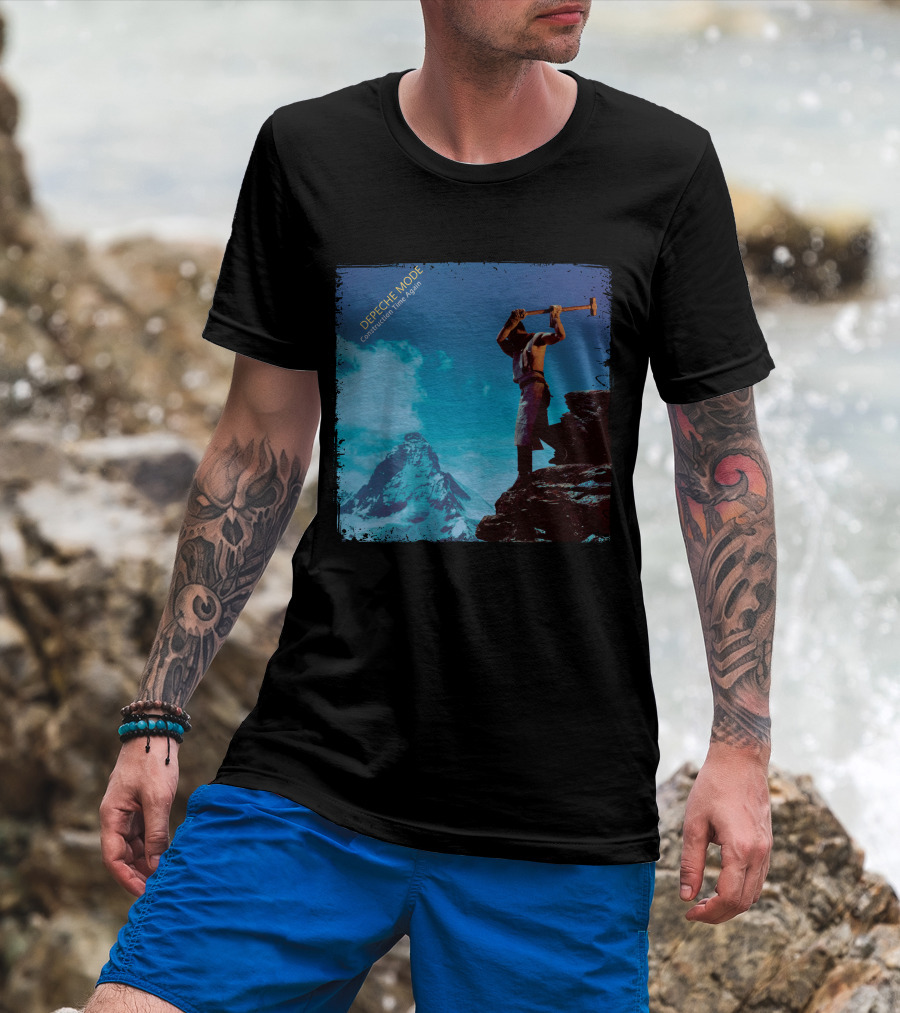 DEPECHE MODE Construction Time Again Worker On Mountain Rugged Skyline T-Shirt