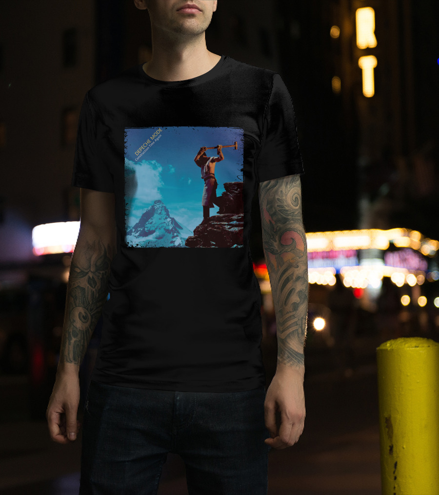 DEPECHE MODE Construction Time Again Worker On Mountain Rugged Skyline T-Shirt