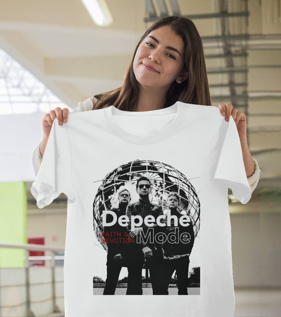 Depeche Mode Faith And Devotion Iconic Band Members In Front Of Unisphere T-Shirt