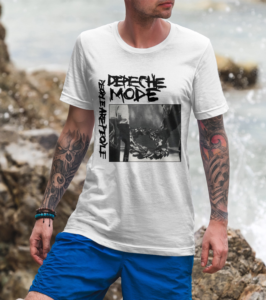 Depeche Mode People Are People Wreath Monochrome T-Shirt