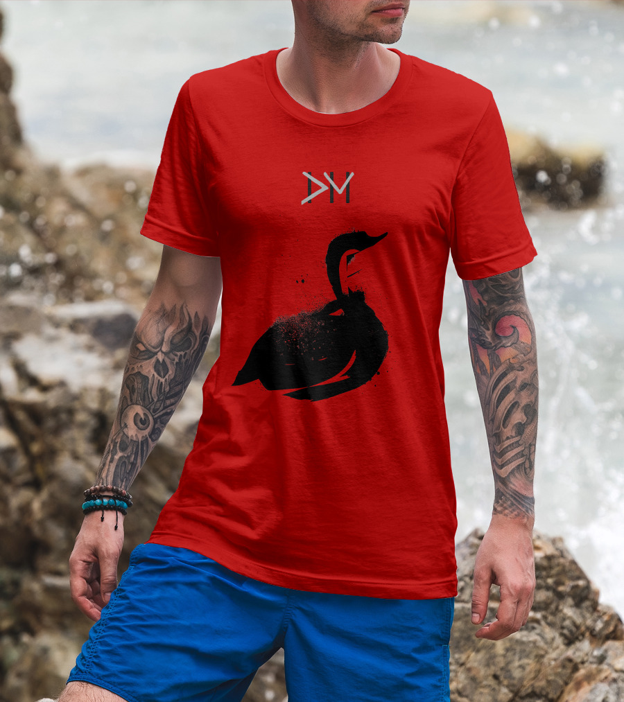 Dpm Swan Graphic On Red T-Shirt