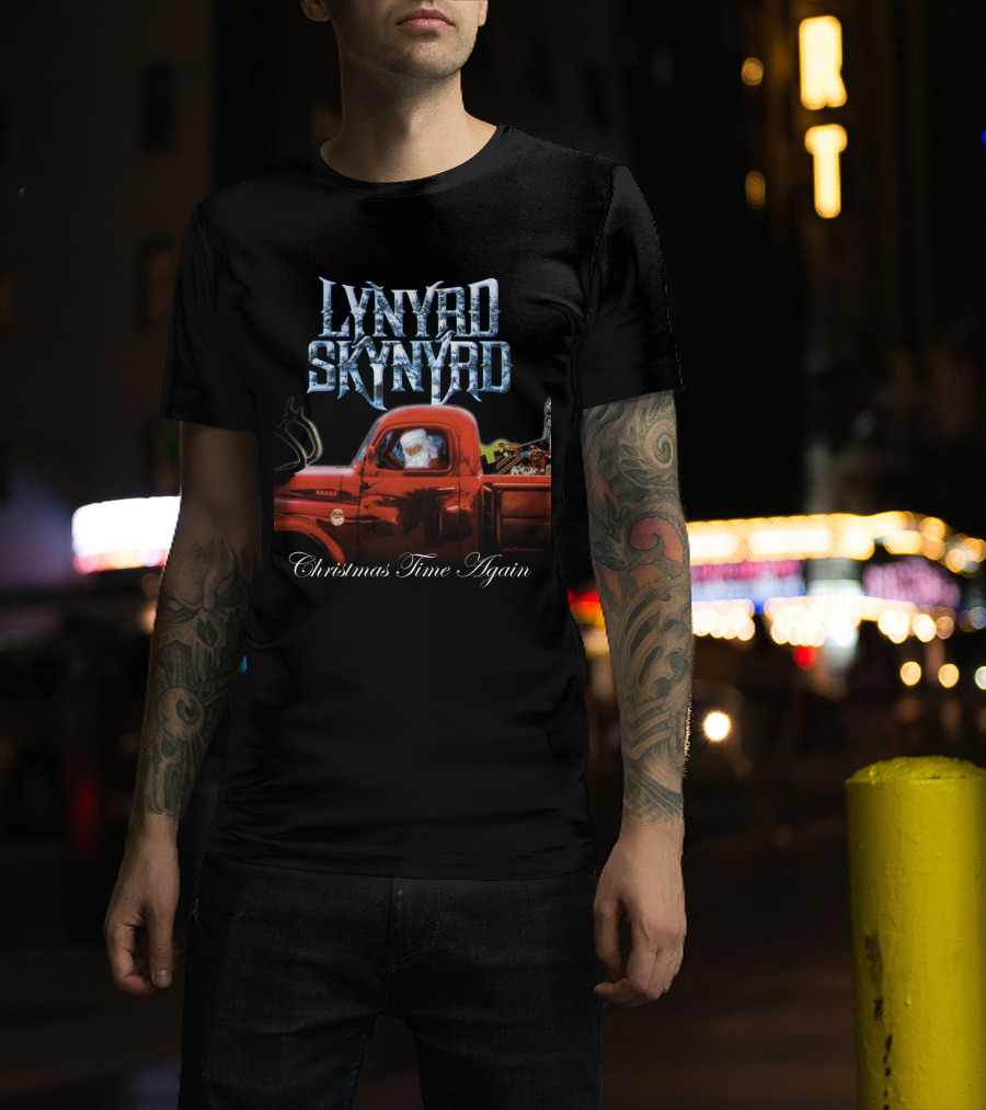 Lynyrd Skynyrd Christmas Time Again Santa In Red Truck T-Shirt