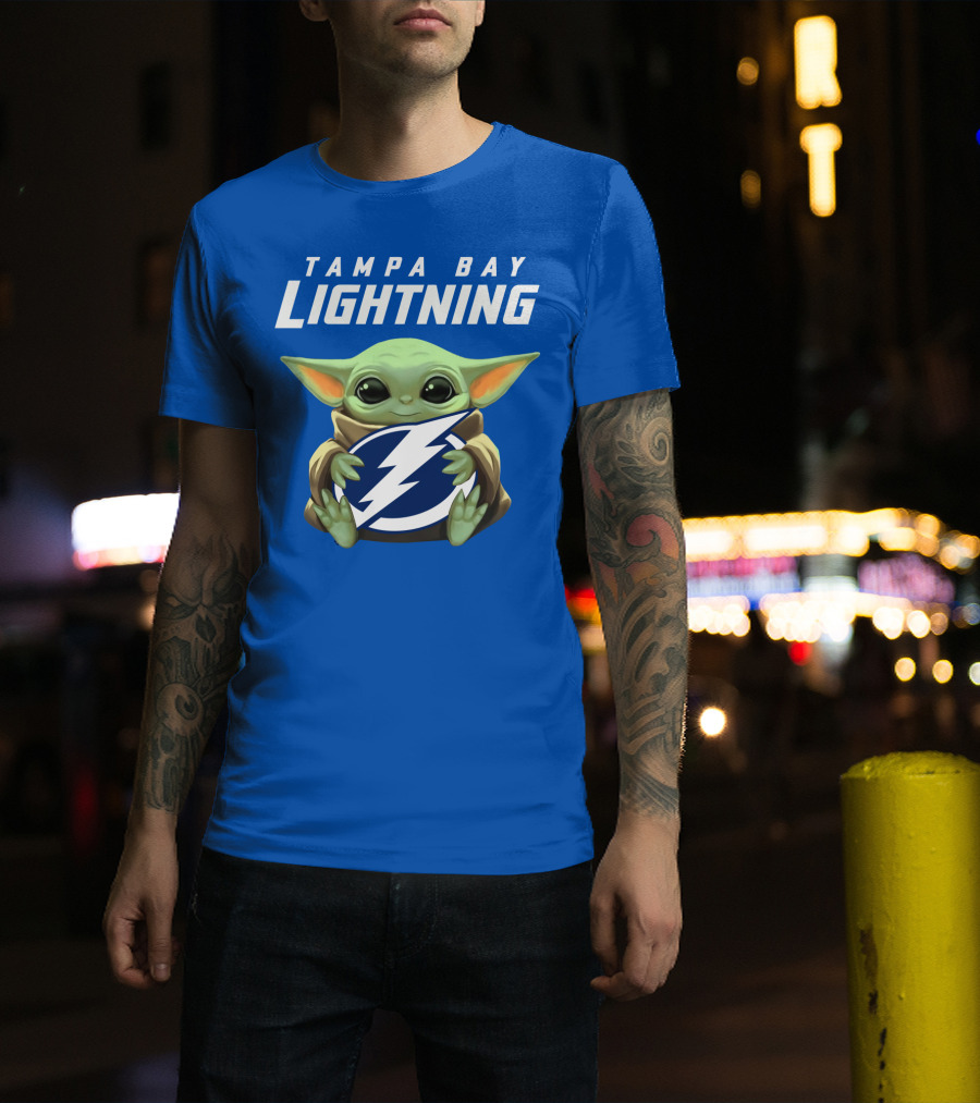 Tampa Bay Lightning Baby Yoda Holding T-Shirt