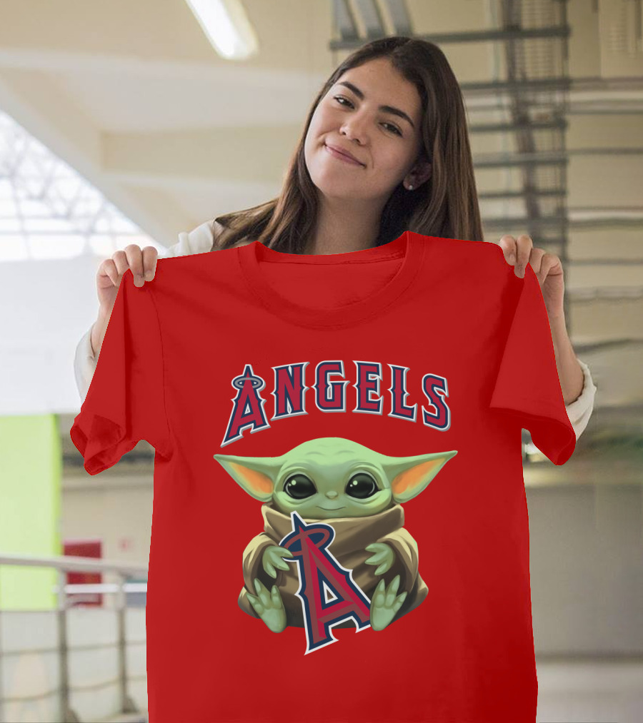 Baby Yoda Angels MLB Baseball Team Crossover T-Shirt