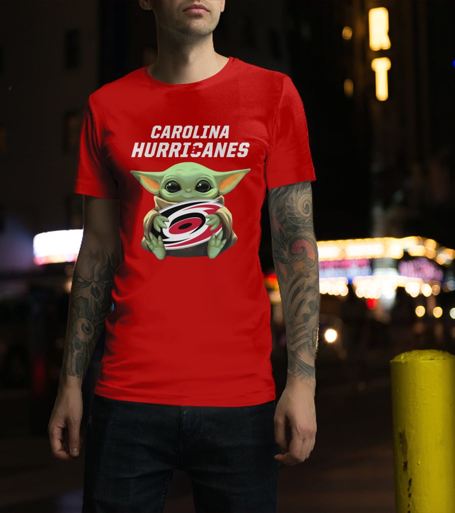 Carolina Hurricanes Baby Yoda Holding T-Shirt