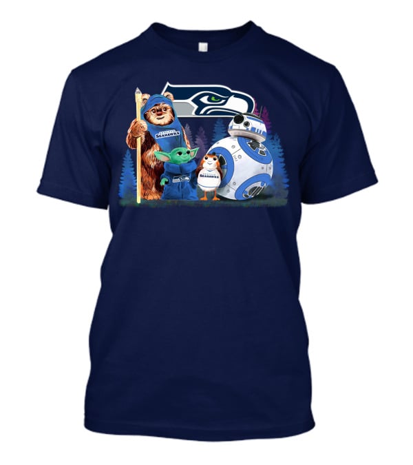 Star Wars Seahawks Ewok Baby Yoda BB-8 Porg Team T-Shirt