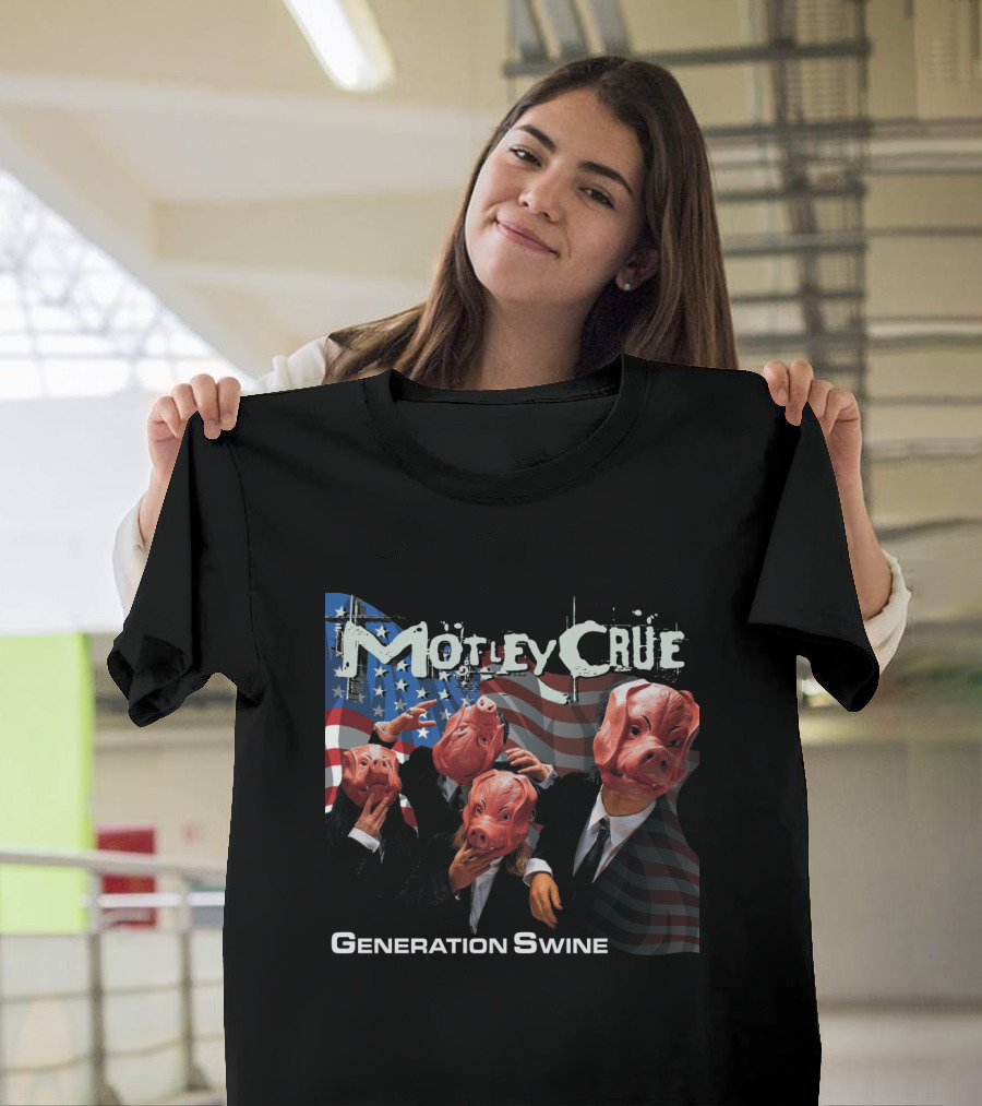 Motley Crue Generation Swine American Flag Pig Masks T-Shirt
