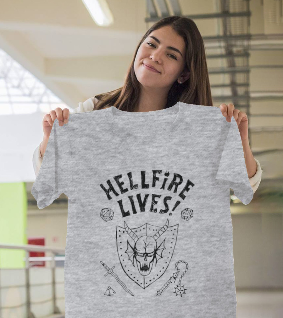Hellfire Lives Stranger Things Hawkins High Hellfire Club Dustin Henderson Dungeon Master Lives T-Shirt