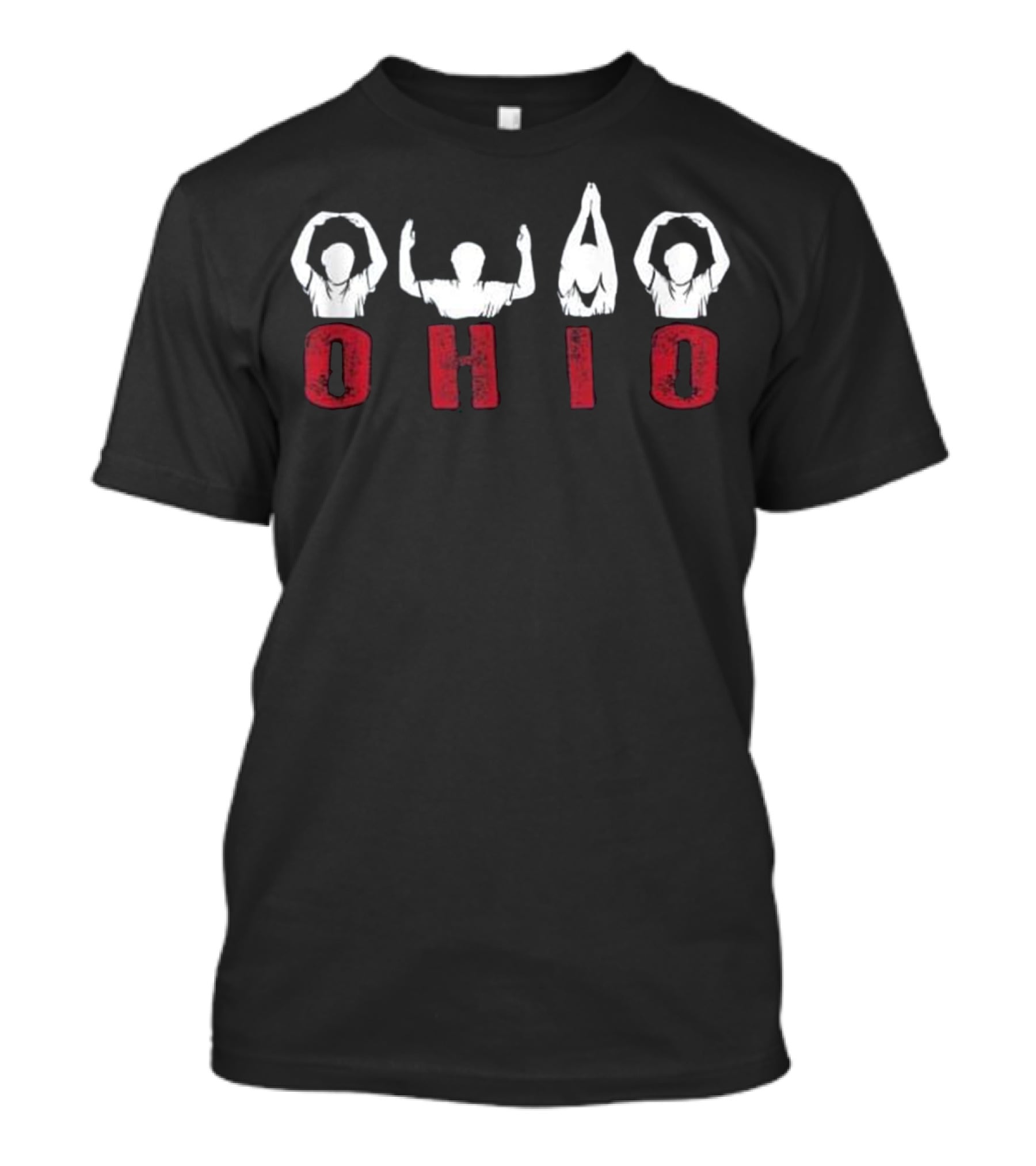 Ohio Proud Graphic With People Forming Letters In Red T-Shirt