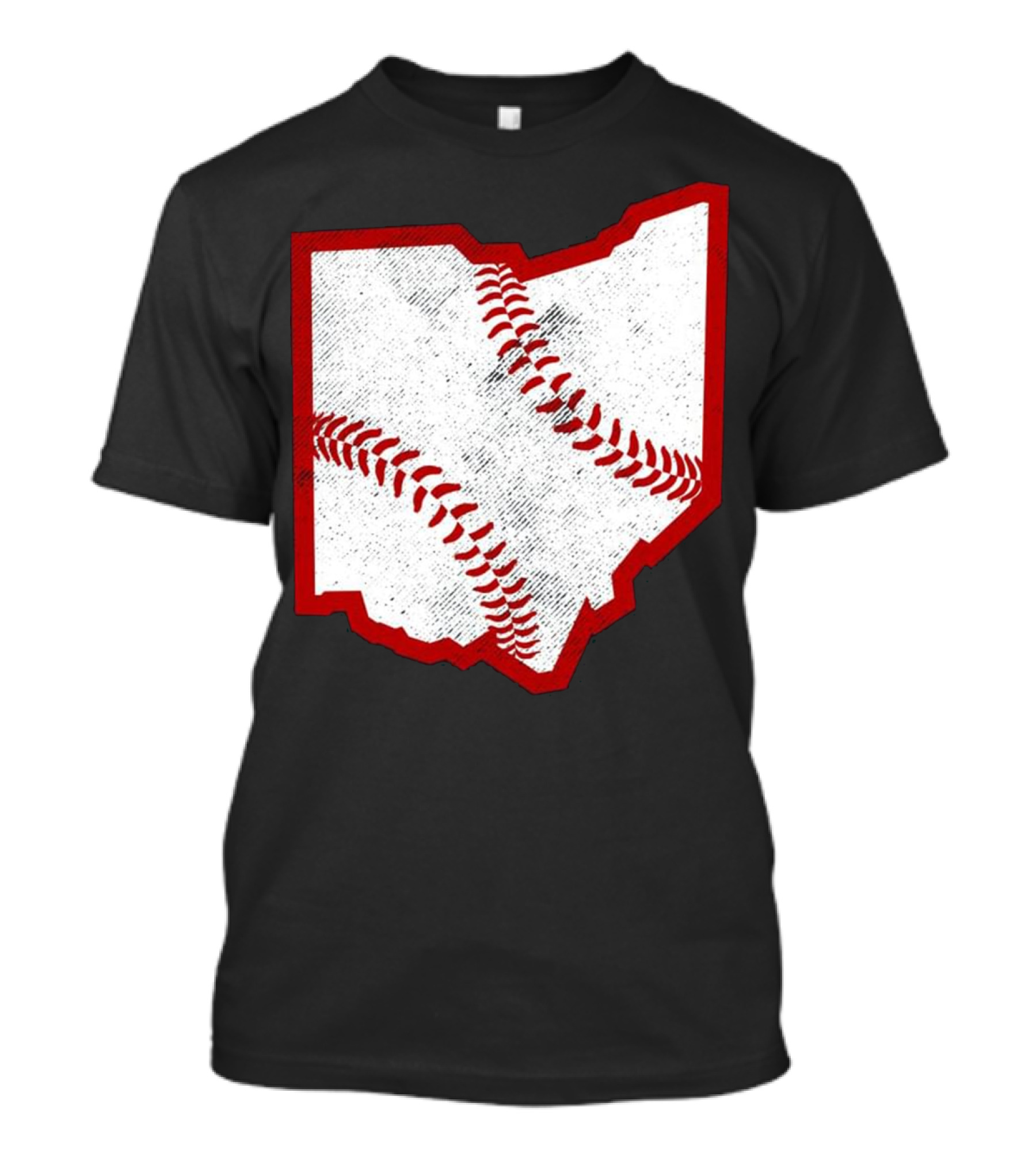 Ohio Baseball Map With Red Stitching T-Shirt