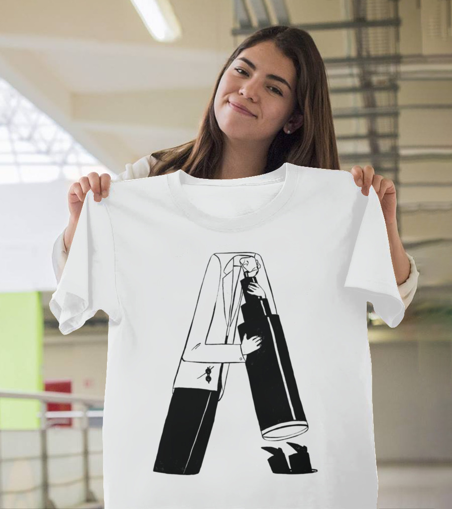 Astronomer Character with Telescope and Suit Styling T-Shirt
