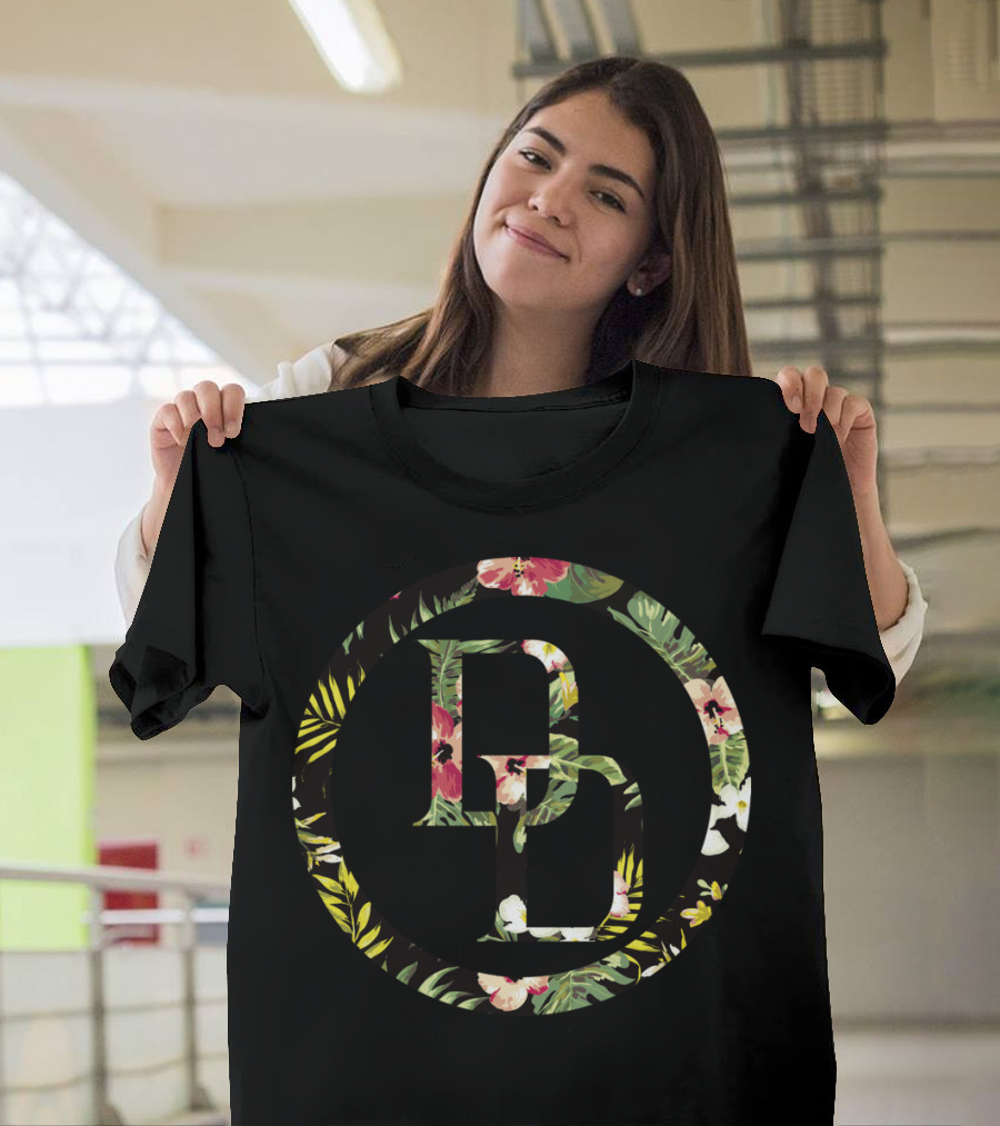 Daredevil Floral Pattern Logo DD T-Shirt