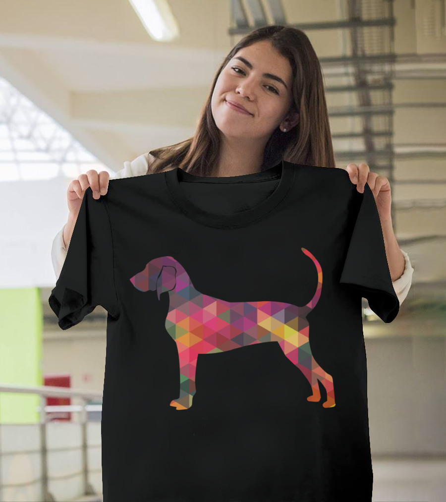 Bluetick Coonhound Dog Colorful Geometric T-Shirt