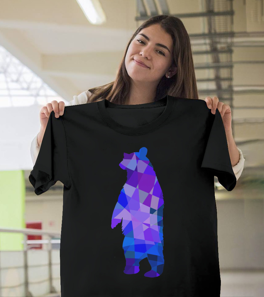 Geometric Bear Cool Polygonal Design Polygon Colors T-Shirt