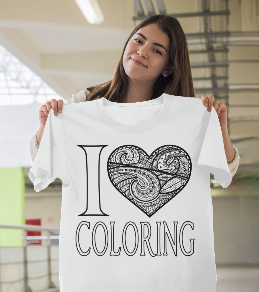 I Love Coloring Detailed Heart T-Shirt