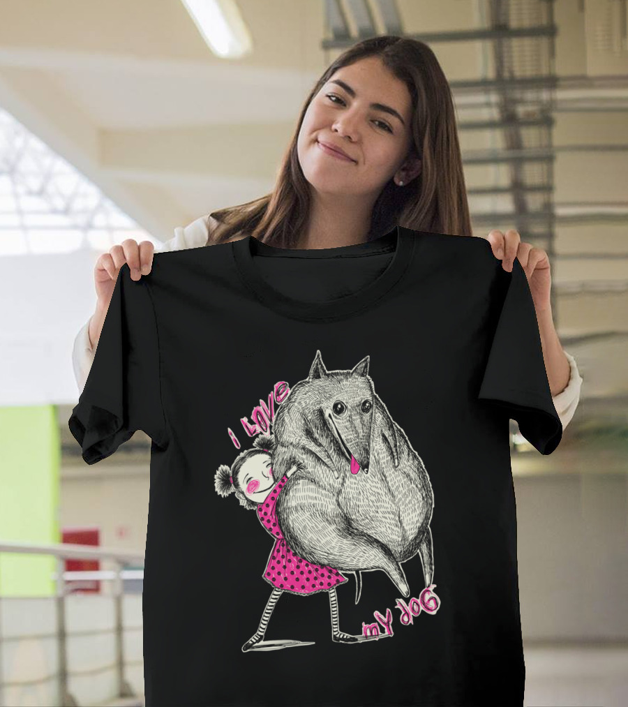 I Love My Dog Hug Cute Pink Dress T-Shirt