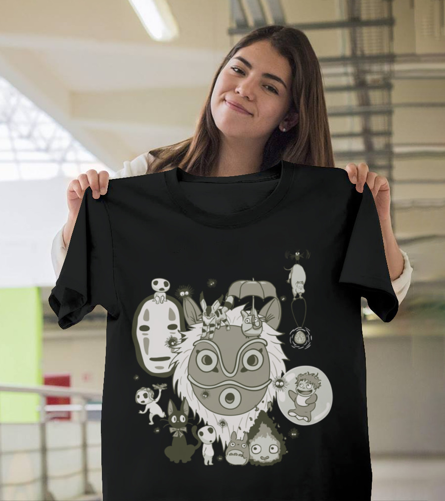 Studio Ghibli My Sweet Friends Totoro Spirited Away Princess Mononoke Characters T-Shirt