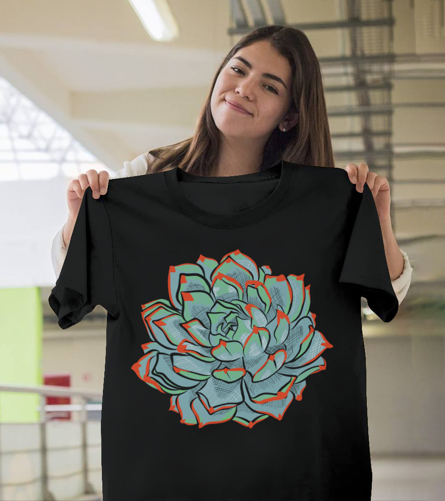 Bold Colorful Botanical Succulent T-Shirt