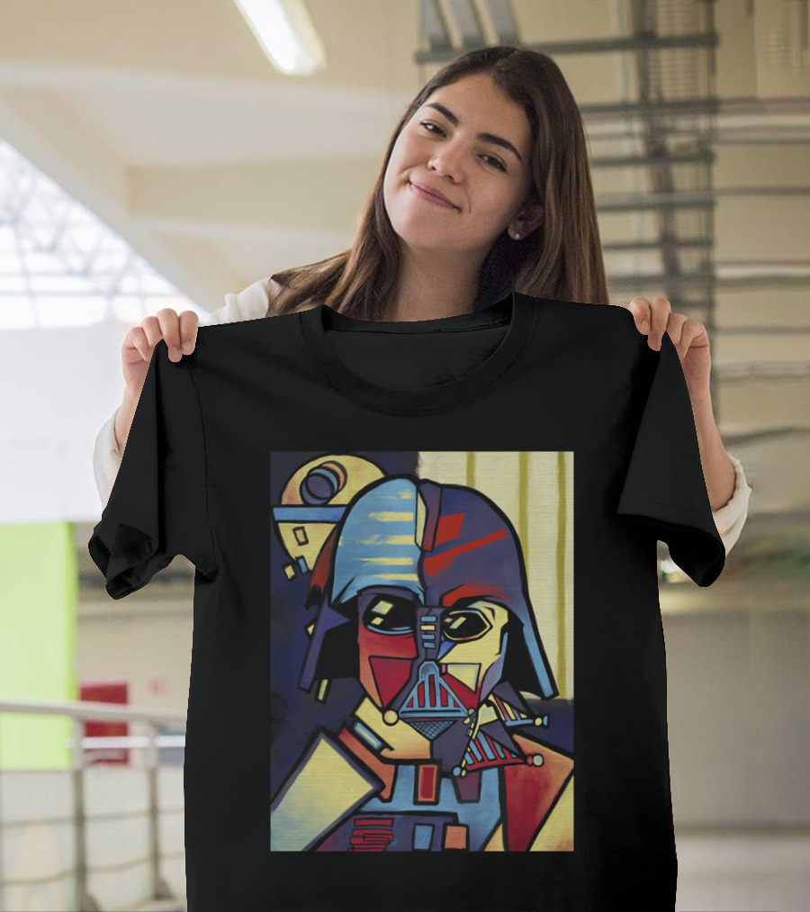 Cubism Darth Vader Abstract Block Colors Geometric T-Shirt