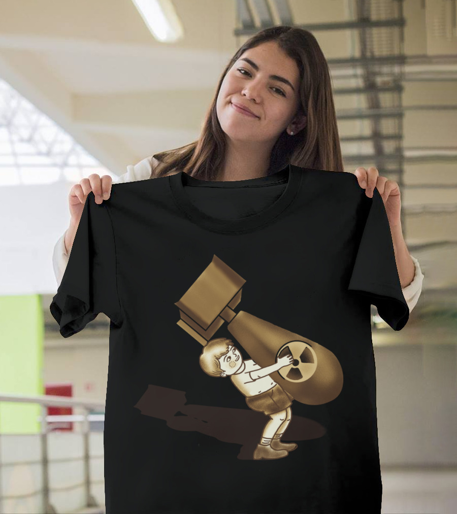 Childs Play Bencheckl Vintage Cartoon Boy Carrying Atomic Bomb T-Shirt